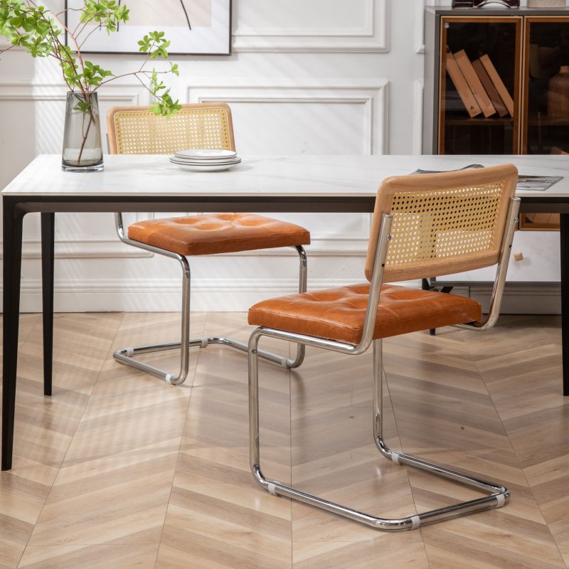 インダストリアルスタイルのサイドチェアレザーオープンバックインドアダイニングチェア