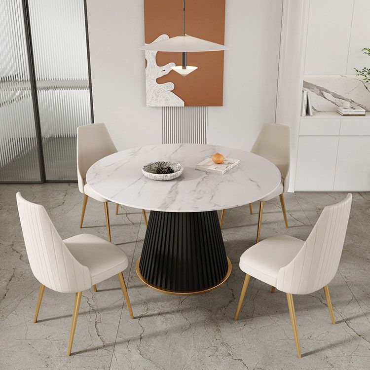 Glam 1/5 Pieces Dining Set Round Stone Dining Table for Kitchen Dining Room Clearhalo 'Dining Room Sets' 'Dining Tables & Seating' 'dining_room_set' 'furn' 'furn_dining_room_set' 'Furniture' 'furniture_dining_room_set' 'Kitchen & Dining Furniture' 1200x1200_94b6d9e9-a6dd-4c3b-b48c-e706c2ca6463