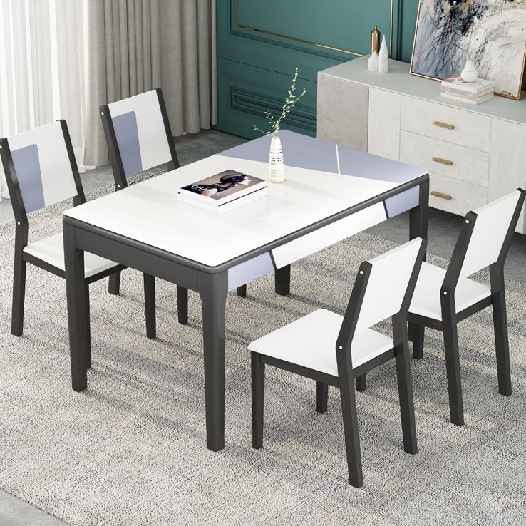 Glass Dining Table Mid-Century Style 4 Legs Base Rectangle Table for Dining Room Clearhalo ' dining_table' 'Dining Tables & Seating' 'Dining Tables' 'furn' 'furn_dining_table' 'Furniture' 'furniture_dining_table' 'Kitchen & Dining Furniture' 'kitchen&dining_furn' 'kitchen' 'kitchen_dining_table' 1200x1200_94b80463-bfa3-4ac4-b492-d631d1202e19
