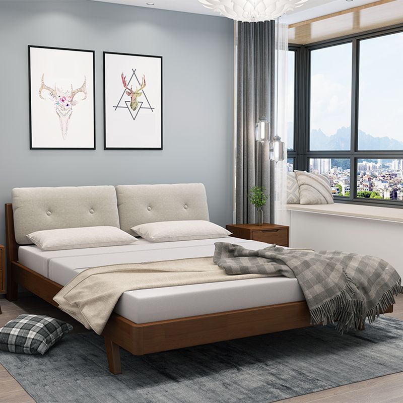 Scandinavian Solid Wood Panel Bed Linen Upholstered Bed with Nailhead Trim Clearhalo 'Bedroom Furniture' 'Beds' 'furn' 'furn_beds' 'Furniture' 1200x1200_94b87642-2c0c-4fdb-932b-83cf6851ff04