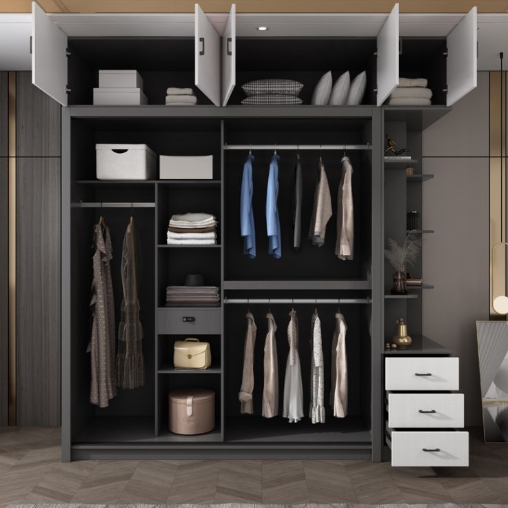 Contemporary Grey and White Storage Cabinet Bedroom Cabinet with Sliding Doors Clearhalo &#39;Armoires &amp; Wardrobes&#39; &#39;armoires_wardrobes&#39; &#39;Bedroom Furniture&#39; &#39;furn&#39; &#39;furn_armoires_wardrobes&#39; &#39;Furniture&#39; 1200x1200_94b8e39e-0f5d-4fa1-916b-ef78b137b374