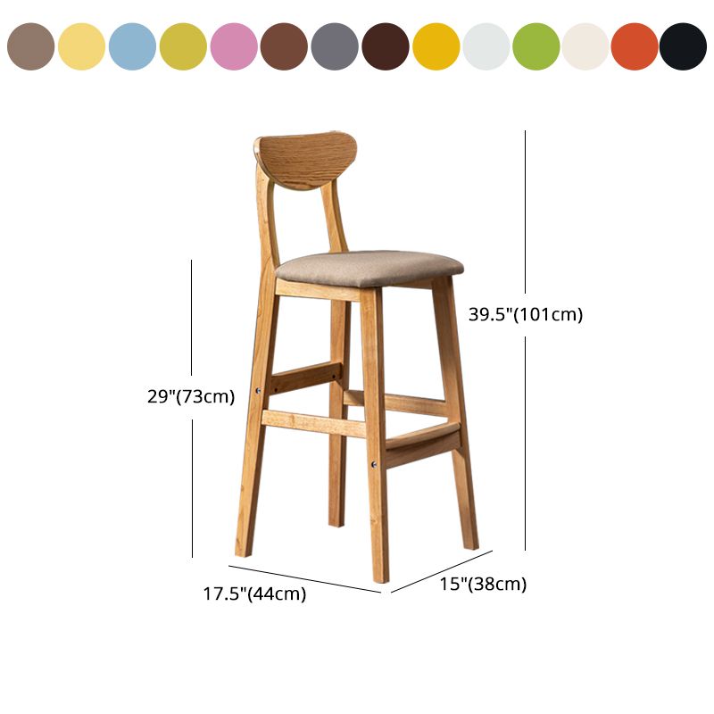 Nordic Wood Low Back Barstool Indoor Tall Stool with Square Upholstered Clearhalo 'Bar Furniture' 'Bar Stools' 'bar_stools' 'furn' 'furn_bar_stools' 'furniture_bar_stools' 'Kitchen & Dining Furniture' 'kitchen&dining_furn' 'kitchen' 'kitchen_furn' Furniture' 1200x1200_94b901a5-dc03-46e5-923e-9bbc358f451f