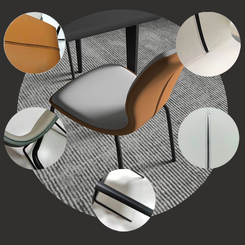 Industrielle Indoor -Kunstlederpolsterer Parsons Armless Dining Stuhl