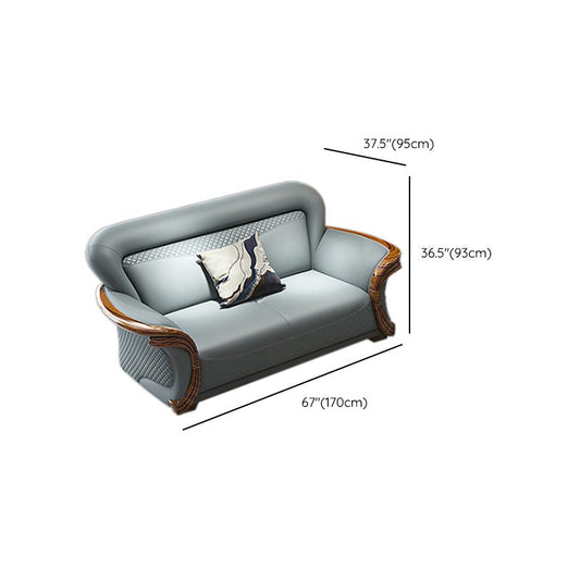 Solid Wood Contemporary Genuine Leather Flared Arm Sofa with Pillows Clearhalo 'furn' 'furn_sofas' 'Furniture' 'Living Room Furniture' 'Sofa' 'sofas' 1200x1200_94be1667-6e0f-4505-98f0-a7f56892b06a