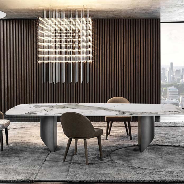 Esstisch aus gesintertem Stein im industriellen Stil, rechteckiger Esstisch für den Heimgebrauch