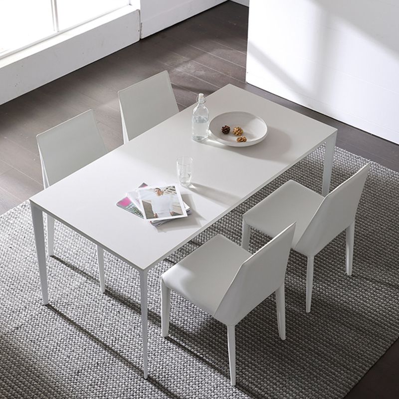 Simple White Kitchen Dining Table Sintered Stone Standard Dining Table with 4 Legs Base Clearhalo ' dining_table' 'Dining Tables & Seating' 'Dining Tables' 'Furniture' 'furniture_dining_table' 'Kitchen & Dining Furniture' 'kitchen&dining_furn' 'kitchen' 'kitchen_dining_table' 1200x1200_94be61a9-8544-48e3-ac2b-169d4a21c1fe