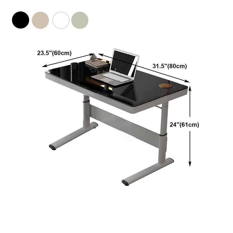 Zeitgenössischer Stand Desk Converter White Metal Trestle Base Desk für Büro