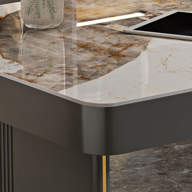 Pedestal Dark Taupe Office Desk Rectangular Writing Desk with Built in Outlets Clearhalo 'furn' 'furn_office_desk' 'Furniture' 'Office Desks' 'Office Furniture' 'office_desk' 1200x1200_94c1a253-2f33-438d-a80f-5c1dcdee6126