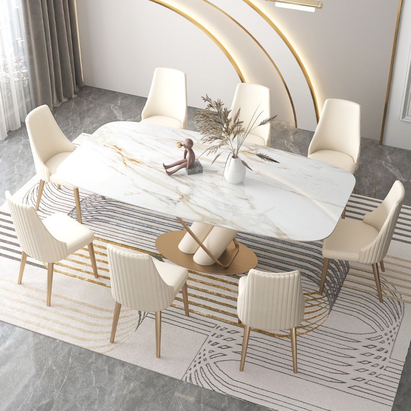 Glam Style Rectangle Table Sintered Stone Table with Metal Legs for Home Use Clearhalo 'Dining Tables & Seating' 'Dining Tables' 'dining_table' 'furn' 'furn_dining_table' 'Furniture' 'Kitchen & Dining Furniture' 1200x1200_94c2d1e1-ebff-4bbf-8f3e-feef173b09be