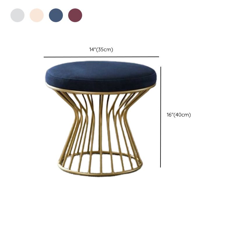Gorgeous Ottoman Velvet Upholstered Solid Color Metal Frame Round Ottoman Clearhalo 'furn' 'furn_ottomans_poufs' 'Furniture' 'Living Room Furniture' 'Ottomans & Poufs' 'ottomans_poufs' 1200x1200_94c43a5b-554a-44d9-bb20-8ea2796897c8