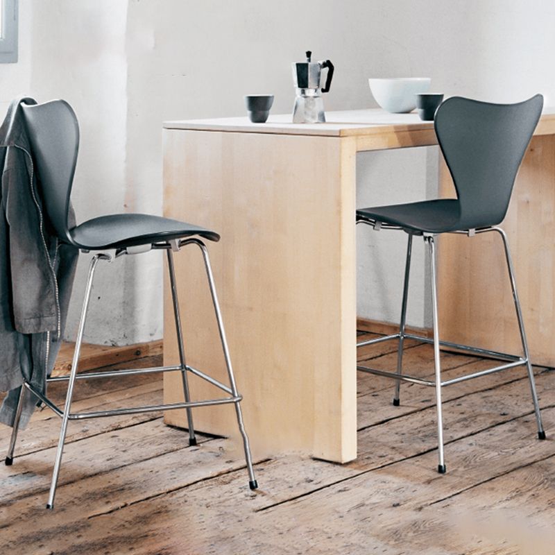 Modern Armless Backrest Bar Stool Wood Kitchen Bar Stool with 4 Metal Legs Clearhalo 'Bar Furniture' 'Bar Stools' 'bar_stools' 'furn' 'furn_bar_stools' 'Furniture' 'Kitchen & Dining Furniture' 1200x1200_94c78376-251e-49ac-8507-5e26bf4a294f