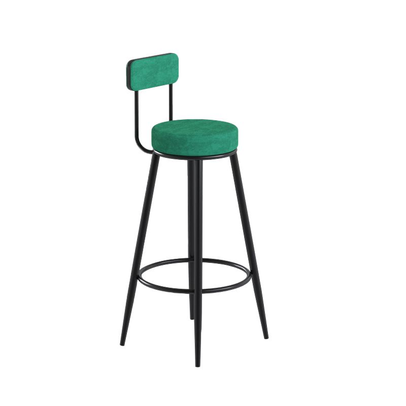 Glam Upholstered Dining Stools Round Bar Stools with Footrest