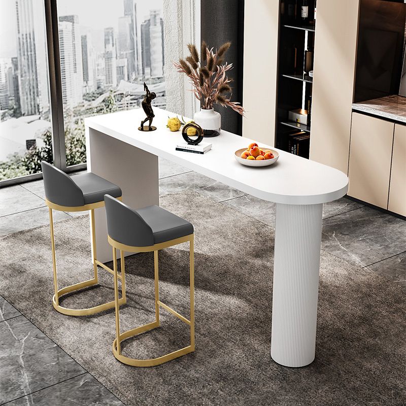 Contemporary White Double Pedestal Bar Table Wood and Iron Bar Dining Table Clearhalo 'Bar Furniture' 'Bar Tables' 'bar_tables' 'furn' 'furn_bar_tables' 'Furniture' 'Kitchen & Dining Furniture' 1200x1200_94cbf50a-0fa4-4721-9e35-9c5cc6f2ec2a