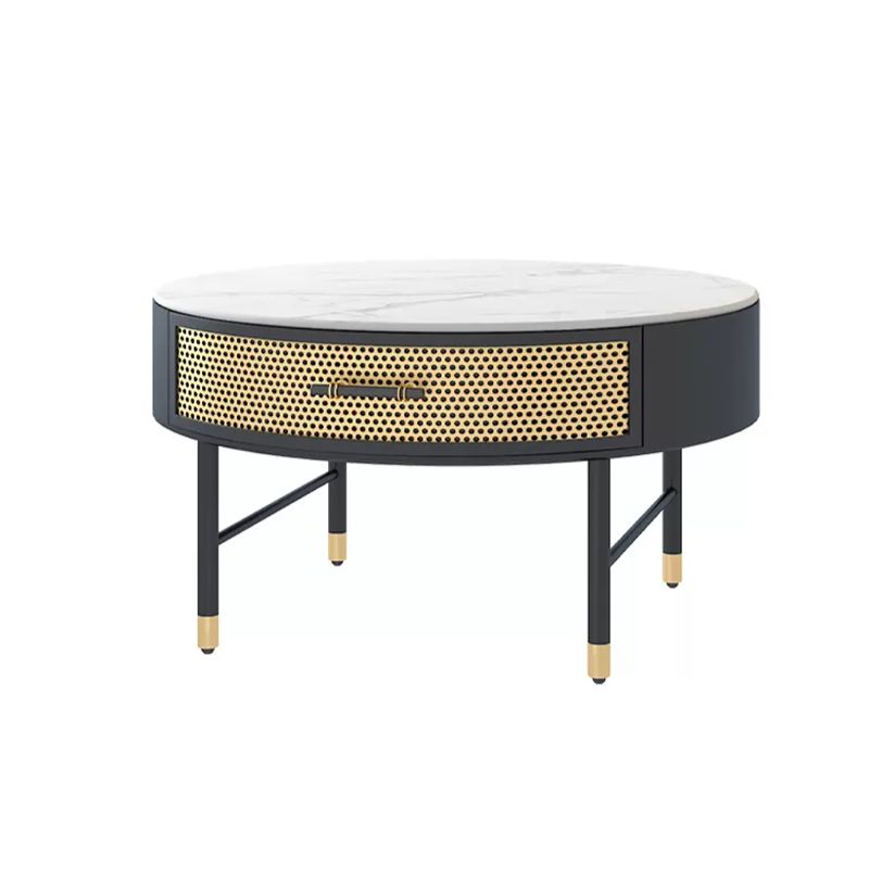 17.7" H Round Slate Coffee Table 4 Legs Cocktail Table with Drawer Clearhalo 'Coffee & Accent Tables' 'Coffee Tables' 'coffee_tables' 'furn' 'furn_coffee_tables' 'Furniture' 'Living Room Furniture' 1200x1200_94ccad09-962b-4018-a8fc-e1950effcda5