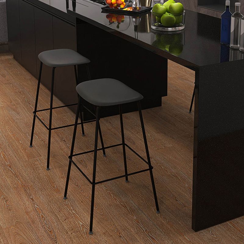 Contemporary Contoured Seat Armless Bar Stools with Metal Legs