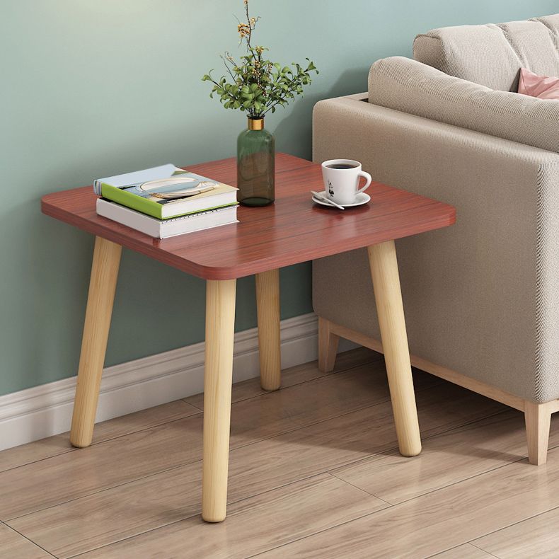 Tabla de extremo cuadrada contemporánea 4 Piernas Mesa lateral de madera maciza, 16.5 "de alto
