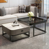 Modern Coffee Table Glass Top Square Nesting Coffee Table Set
