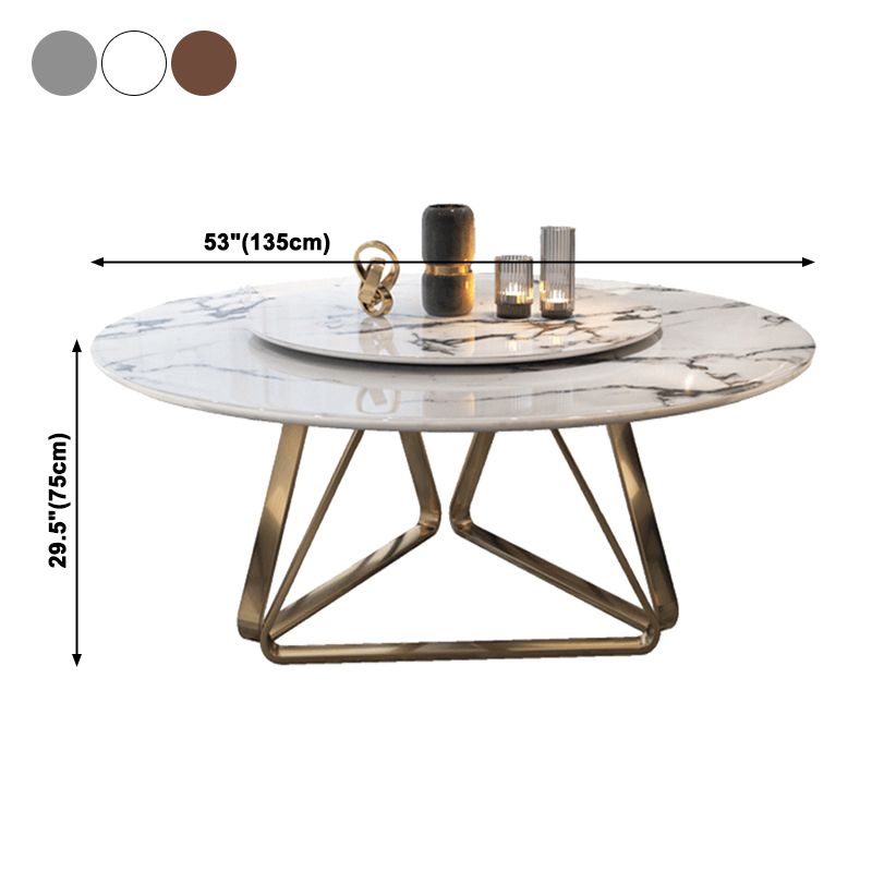 Glam Sintered Stone Top Standard Dining Table Round Shape Dining Table for Kitchen Clearhalo ' dining_table' 'Dining Tables & Seating' 'Dining Tables' 'furn' 'furn_dining_table' 'Furniture' 'furniture_dining_table' 'Kitchen & Dining Furniture' 'kitchen&dining_furn' 'kitchen' 'kitchen_dining_table' 1200x1200_94d3cae3-8318-40a3-bdbf-34d409c2737e