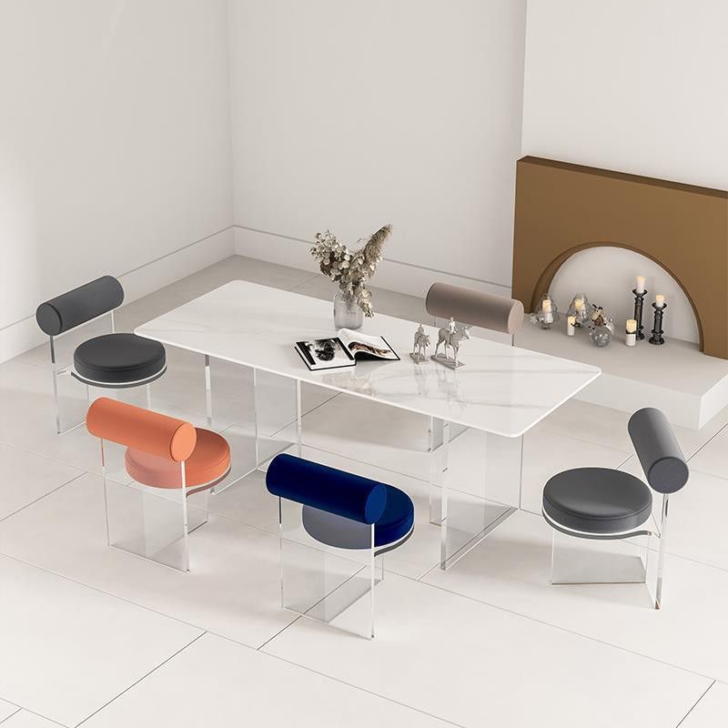 Silla lateral de comedor tapizada y acrílica contemporánea para el hogar