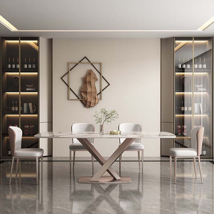 Glam Style Sintered Stone Table Rectangle Table with Metal Legs for Home Use Clearhalo 'Dining Tables & Seating' 'Dining Tables' 'dining_table' 'furn' 'furn_dining_table' 'Furniture' 'Kitchen & Dining Furniture' 1200x1200_94d5a766-b221-40be-8825-286921ed30f1