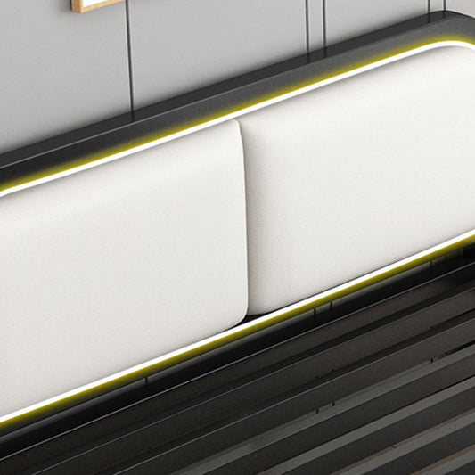 Glam Metal Upholstered Panel Headboard Rectangular Standard Bed