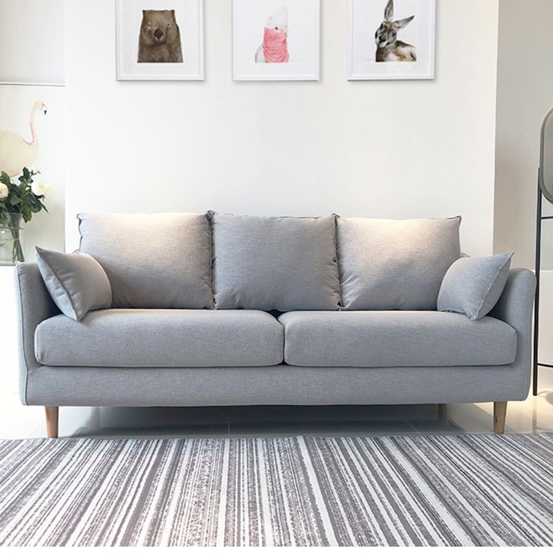 34.25" H Modern 3-seater Cotton Blend Flared Arm Sofa with Pillows