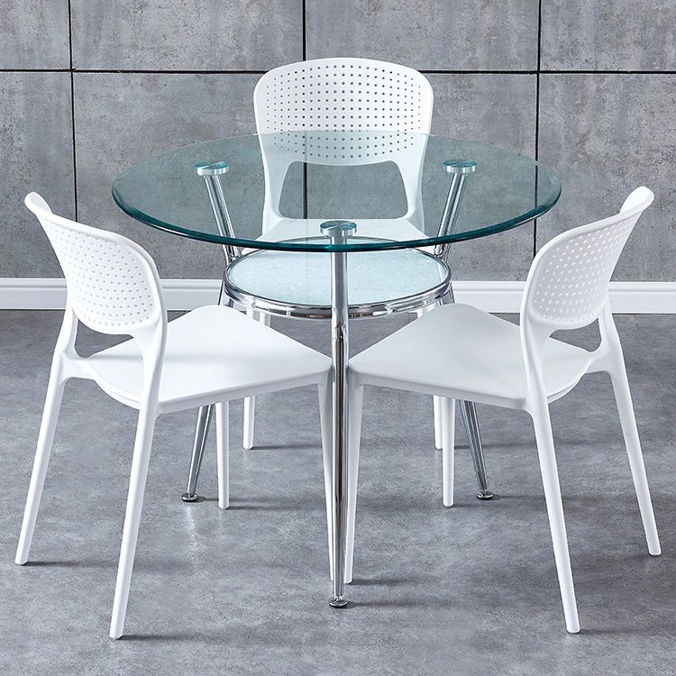 Modern Round Dining Room Table Clear Tempered Glass Table with Pedestal Base Clearhalo ' dining_table' 'Dining Tables & Seating' 'Dining Tables' 'furn' 'furn_dining_table' 'Furniture' 'furniture_dining_table' 'Kitchen & Dining Furniture' 'kitchen&dining_furn' 'kitchen' 'kitchen_dining_table' 1200x1200_94d70a24-429c-4975-9f8b-6a57cfe154ac