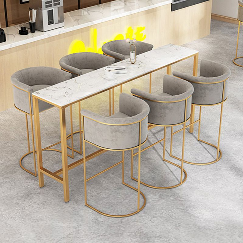 Glam Bar Set 1/2/4/7 Pcs Marble Bar Table with Upholstered Stools Clearhalo 'Bar Furniture' 'furn' 'furn_home_bar_bar_sets' 'Furniture' 'Home Bars & Bar Sets' 'home_bar_bar_sets' 'Kitchen & Dining Furniture' 1200x1200_94da44a9-5b51-42e2-8f34-4e754b53c58c
