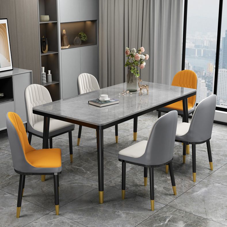 Rectangle Stone Top Dining Table Glam Style Kitchen Dining Table Clearhalo 'Dining Tables & Seating' 'Dining Tables' 'dining_table' 'furn' 'furn_dining_table' 'Furniture' 'Kitchen & Dining Furniture' 1200x1200_94e1090c-0168-4bd6-ac27-f99f3e98bb36