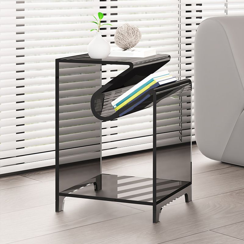 Modernistic Sofa Side Accent Table Plastic 4 Legs Double Tier Rectangular Clearhalo 'Coffee & Accent Tables' 'End & Side Tables' 'end_side_tables' 'furn' 'furn_end_side_tables' 'Furniture' 'Living Room Furniture' 1200x1200_94e2880a-07ad-4107-998e-0213f54182d1