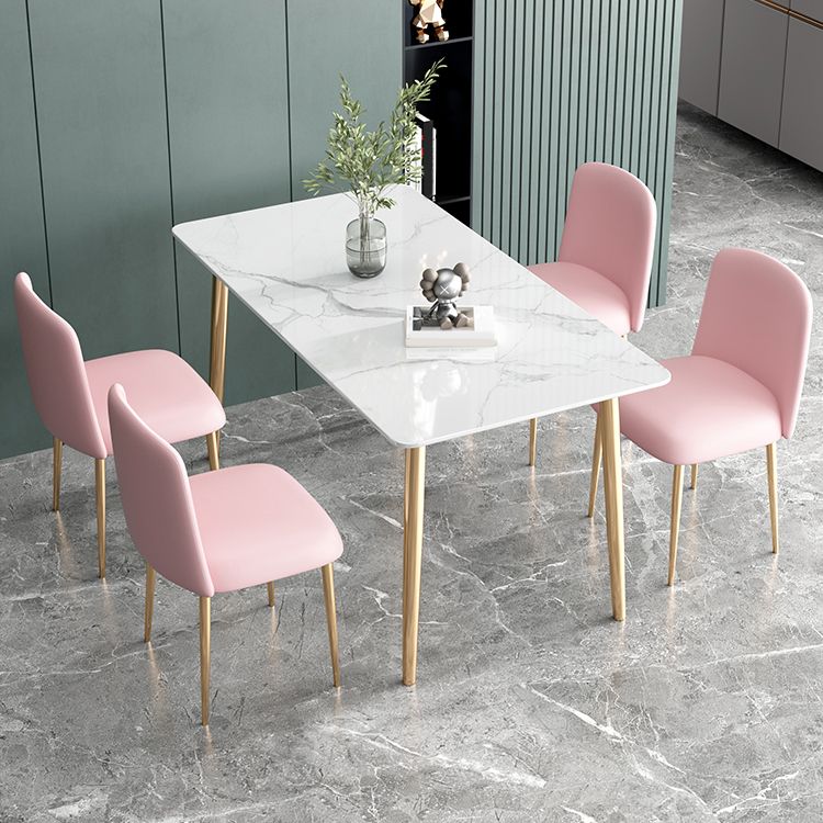 Glam Iron Dining Table Set 1/2/5 Pieces Dinette Set with Rectangle Sintered Stone Top Clearhalo 'Dining Room Sets' 'Dining Tables & Seating' 'dining_room_set' 'furn' 'furn_dining_room_set' 'Furniture' 'furniture_dining_room_set' 'Kitchen & Dining Furniture' 1200x1200_94e31adb-3282-447b-9223-6a98bae32203