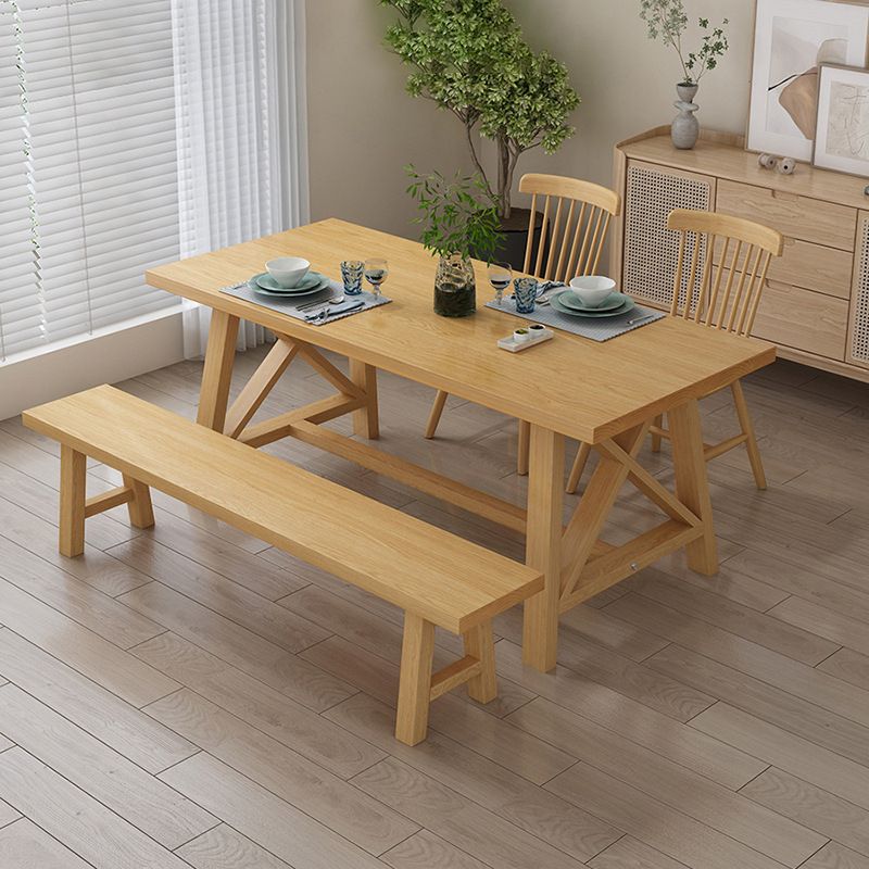 Set di tavolo e panca in legno massiccio moderno 1/2/3/4/5 pezzi set da pranzo rettangolare