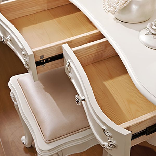 4 Drawers White/Blak/ /Golden MakeupTable Stool Set, 18.89" W x 63.77" H Clearhalo 'Bedroom Furniture' 'furn' 'furn_makeup_vanities' 'Furniture' 'Makeup Vanities' 'makeup_vanities' 1200x1200_94e51654-1bad-4358-bb9c-65fc28a89f68