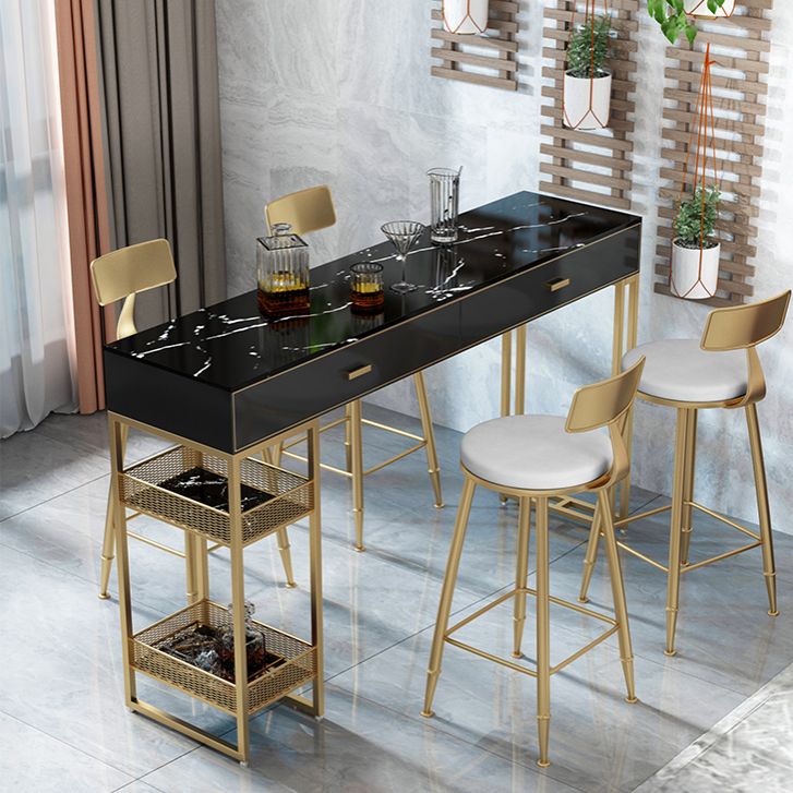 Marble Bistro Bar Desk with Rectangle Table Top White Double Pedestal Table-41.3" H Clearhalo 'Bar Furniture' 'Bar Tables' 'bar_tables' 'furn' 'furn_bar_tables' 'Furniture' 'furniture_bar_tables' 'Kitchen & Dining Furniture' 1200x1200_94e6aa5f-a2f3-4c0c-81c3-7541a14f5467