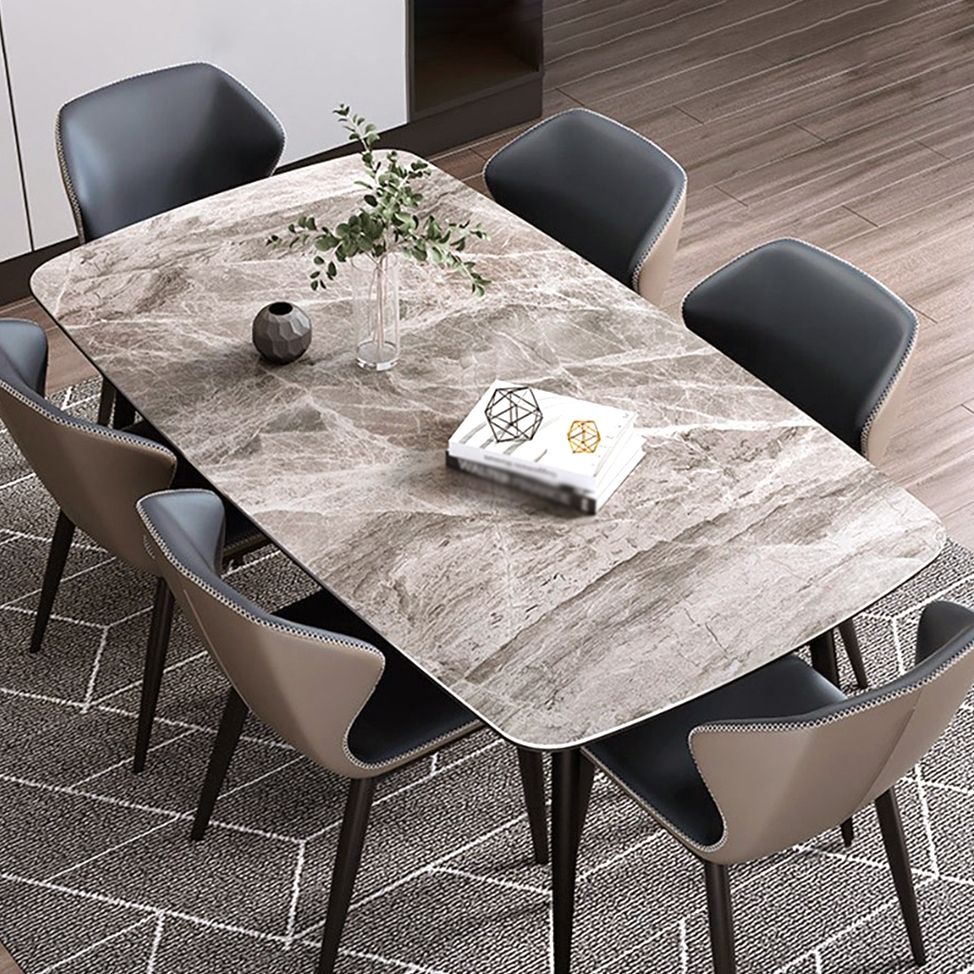 Contemporary Sintered Stone Dining Room Set Fixed Dining Set with Rectangle Table for Restaurant Clearhalo 'Dining Room Sets' 'Dining Tables & Seating' 'dining_room_set' 'furn' 'furn_dining_room_set' 'Furniture' 'furniture_dining_room_set' 'Kitchen & Dining Furniture' 'kitchen&dining_furn' 'kitchen' 1200x1200_94e818fe-da8e-46dc-b56a-ca394f74e106
