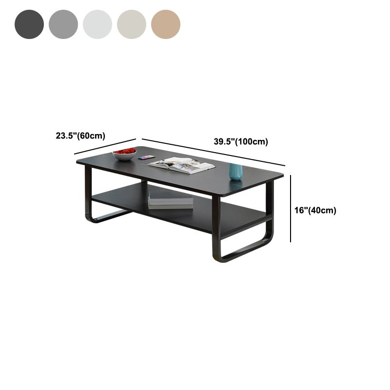 Modern Style Rectangular Wooden Table Sledge-shaped Base Coffee Table