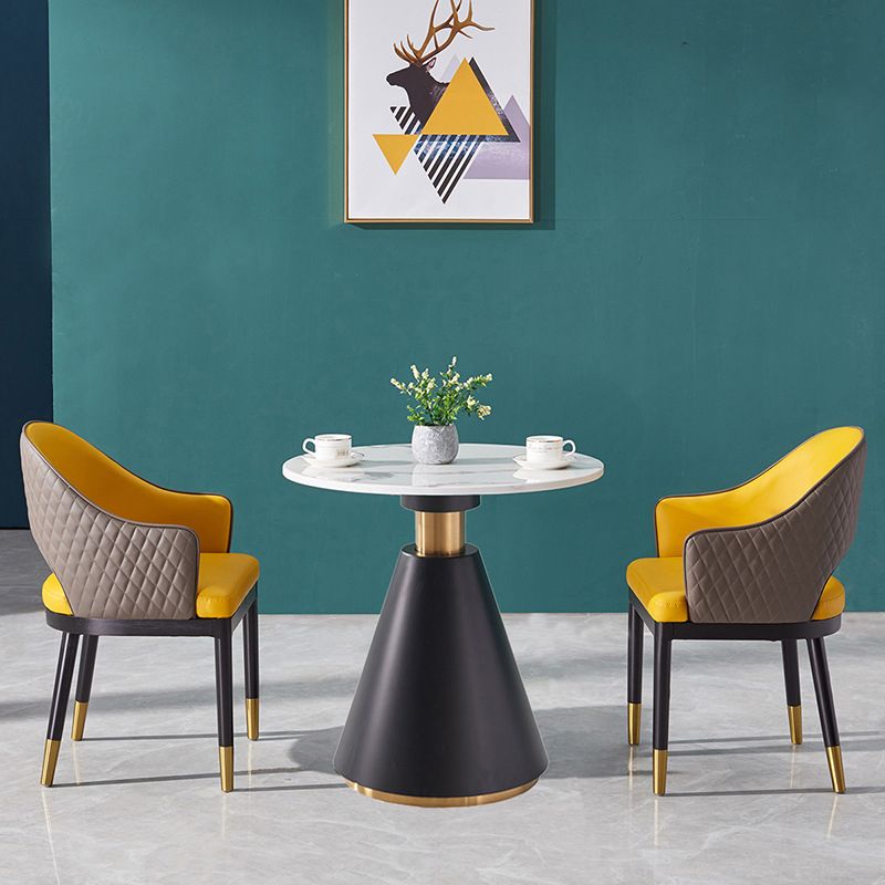 Metal Traditional Luxury Round Table Pedestal Dining Table for Dining Room Clearhalo 'Dining Tables & Seating' 'Dining Tables' 'dining_table' 'furn' 'furn_dining_table' 'Furniture' 'Kitchen & Dining Furniture' 1200x1200_94e9757b-b832-4198-b1b2-1866053491a3
