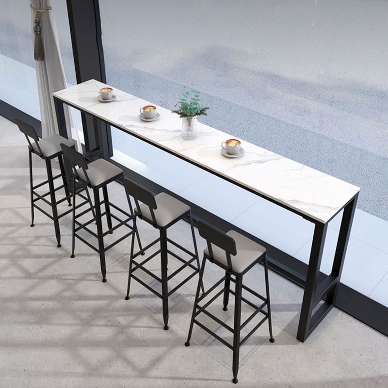 Rectangle Industrial Style Bar Table 42-inch Height Iron Pedestal Bistro Table Clearhalo 'Bar Furniture' 'Bar Tables' 'bar_tables' 'furn' 'furn_bar_tables' 'Furniture' 'furniture_bar_tables' 'Kitchen & Dining Furniture' 1200x1200_94e9c9b4-cbec-4dcb-b839-6c570820494a