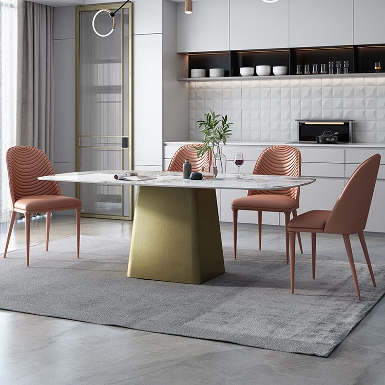 Glam 1/4/5/7 Pieces Dining Set Sintered Stone Dining Table Set with PU Leather Chairs Clearhalo 'Dining Room Sets' 'Dining Tables & Seating' 'dining_room_set' 'furn' 'furn_dining_room_set' 'Furniture' 'furniture_dining_room_set' 'Kitchen & Dining Furniture' 'kitchen&dining_furn' 'kitchen' 1200x1200_94ecabf0-ca57-49ad-b95b-4b6bf69e9677