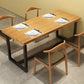 Rectangle Black Base Dining Table Modern Pine Wood Table for Home