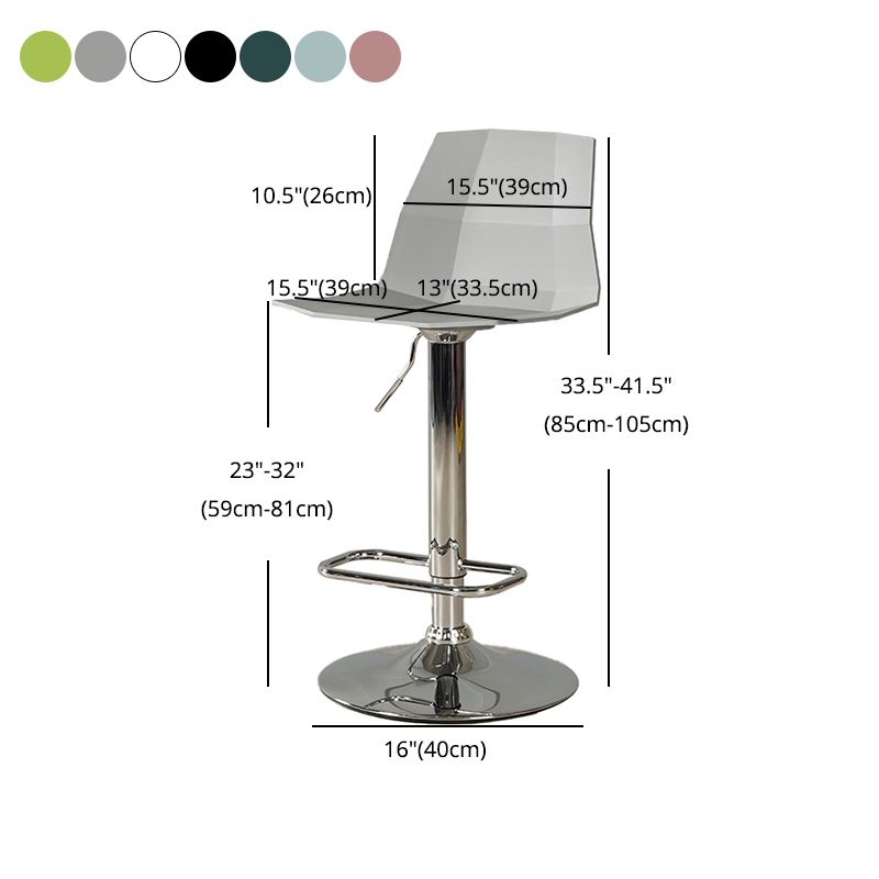 Adjustable Height Swivel Counter Stools Iron Plastic Silver Scandinavian Bar Stools Clearhalo 'Bar Furniture' 'Bar Stools' 'bar_stools' 'furn' 'furn_bar_stools' 'furniture_bar_stools' 'Kitchen & Dining Furniture' 'kitchen&dining_furn' 'kitchen' 'kitchen_furn' Furniture' 1200x1200_94efe88c-6efb-4ea7-beb0-d919f8cfcbdc