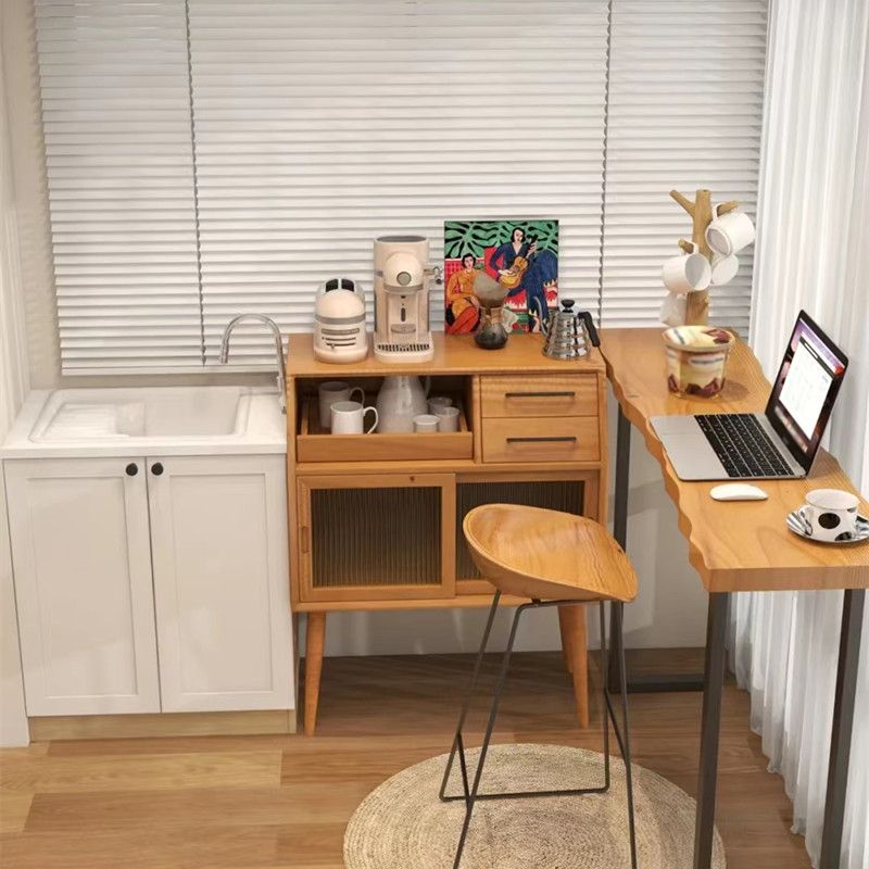 Rectangle Bar Dining Table Contemporary Wood Bar Table with Black Sled Base Clearhalo 'Bar Furniture' 'Bar Tables' 'bar_tables' 'furn' 'furn_bar_tables' 'Furniture' 'Kitchen & Dining Furniture' 1200x1200_94f221bf-07b4-4a12-b208-f335490cca99