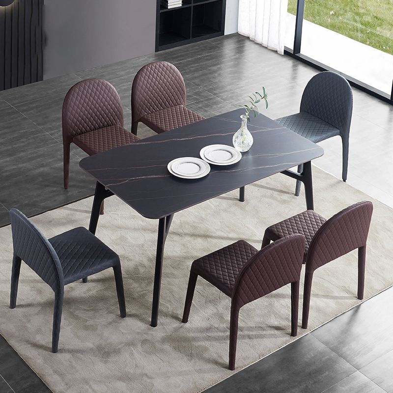 Minimalistischer fester Rücken ohne Armlosen Esstuhl Leder -Essstuhl für Zuhause