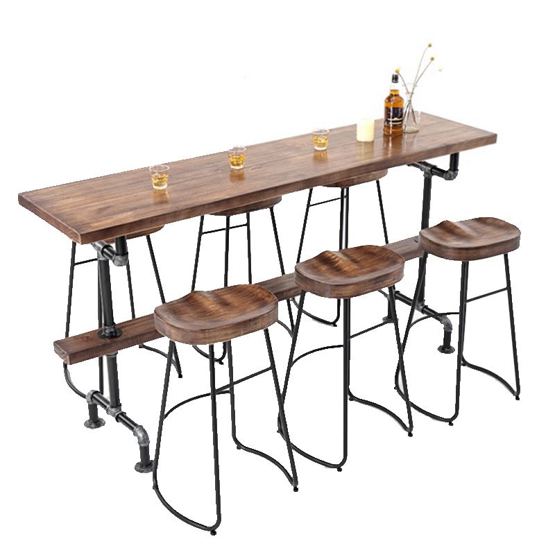 Wood Top Bar-height Table Black and Metal Legs Bar Table for Living Room Clearhalo 'Bar Furniture' 'Bar Tables' 'bar_tables' 'furn' 'furn_bar_tables' 'Furniture' 'Kitchen & Dining Furniture' 1200x1200_94f40bab-5502-400a-870b-98de18fb8bd2