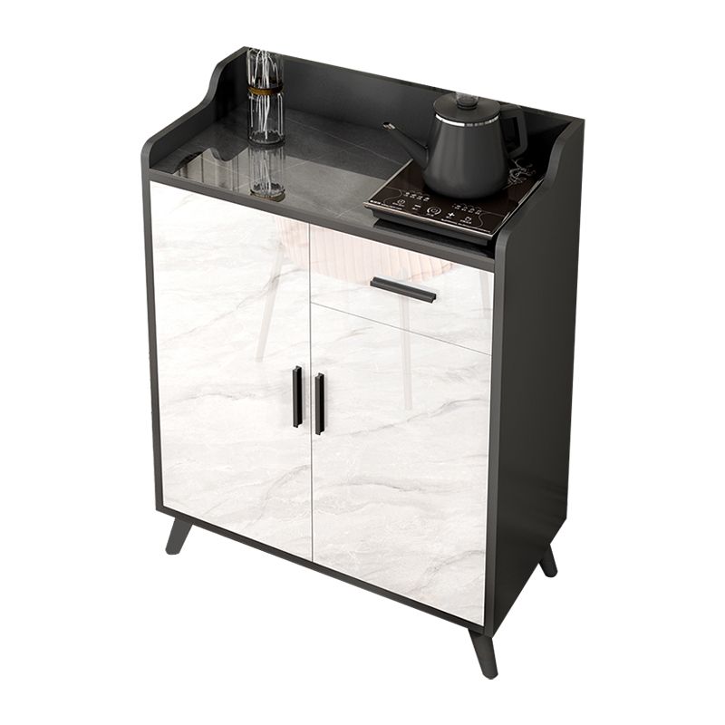 Sideboard di pietra grigia lucida Glam a buffet interno con armadi