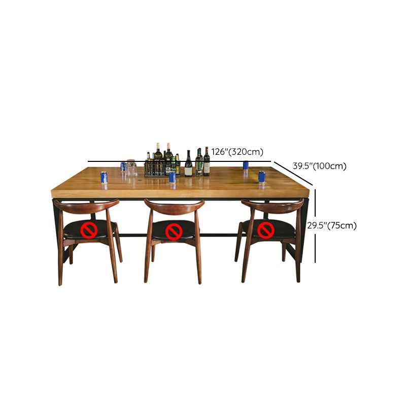 Industriële rechthoekige eettafel Eetkamer Massief houten eettafel