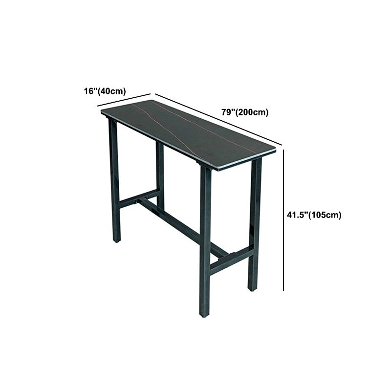 Tavolo da pranzo in pietra rettangolo in pietra tavolo da pranzo industriale con base di cavalletto in nero