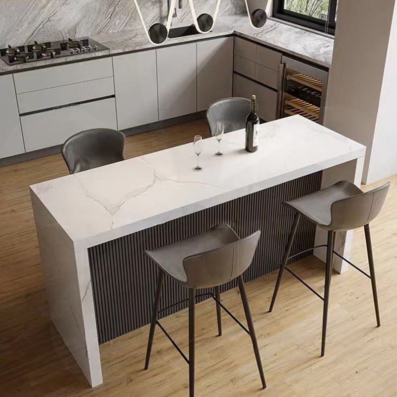 Glam Style Rechthoek Bartafel Witte Kleur Faux Marmeren Bar Eettafel
