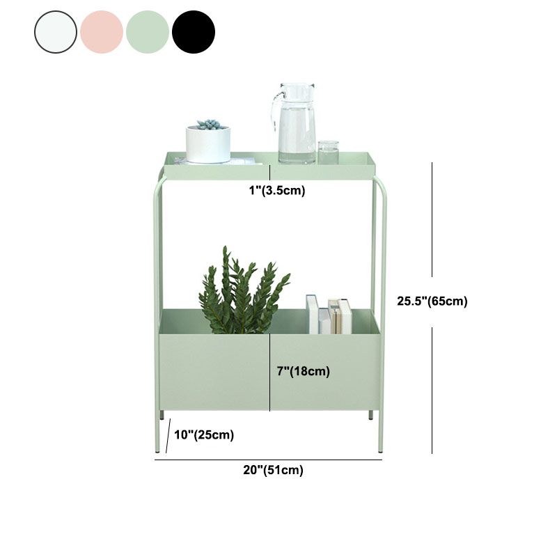 Nightand de table d'accent en métal contemporain 25,59 "Table table de nuit de lit avec 2 étagères