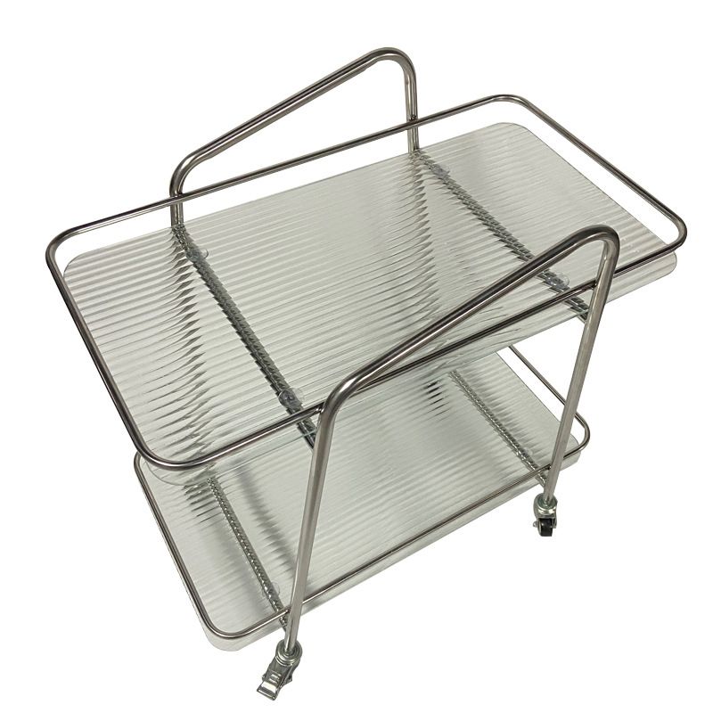 Modern Glass End Slide Table 2-Tier Corner Table with Storage